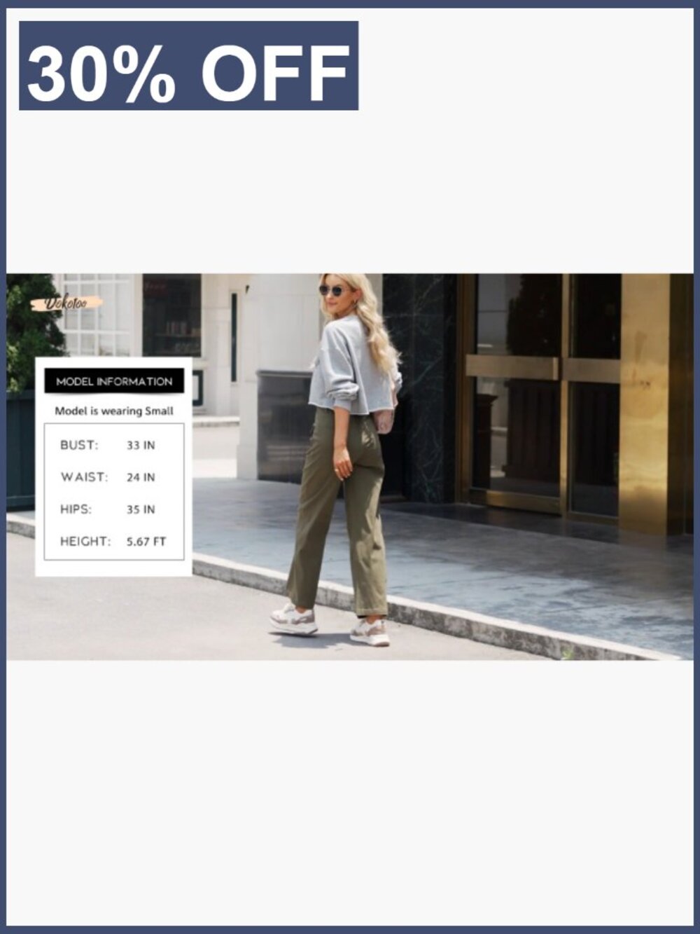 High Waisted Wide Leg Cargo Pants with Pockets Stretchy Joggers - Picture 5 of 7